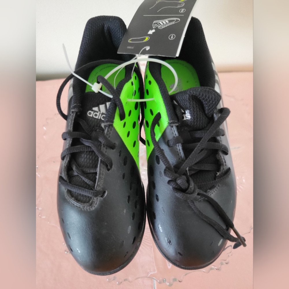 Soccer shoes.  Adidas boys size US 1. NWT. PU Upper.